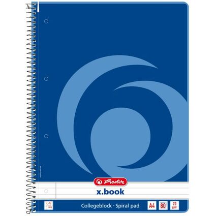 herlitz Collegeblock x.book, DIN A4, 80 Blatt, liniert