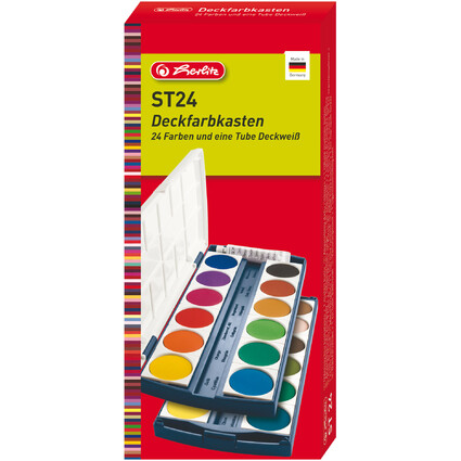 herlitz Deckfarbkasten ST24, 24 Farben, aus Kunststoff