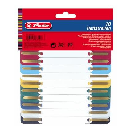 herlitz Heftstreifen, 34 x 150 mm, PP-Folie, farbig sortiert