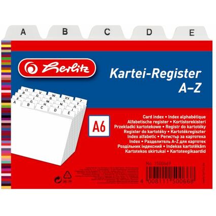 herlitz Karteiregister A - Z, PP, A6 quer, wei, 24-teilig