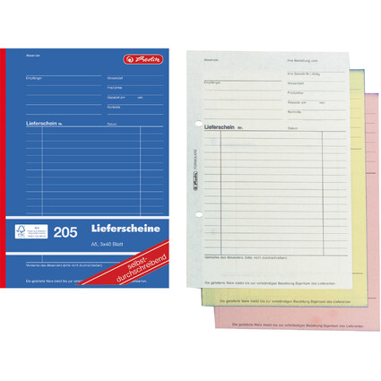 herlitz Formularbuch "Liefer-/Empfangsschein 205", DIN A5