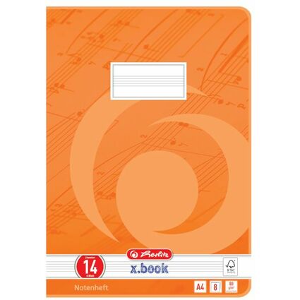 herlitz Notenheft x.book, DIN A4, Lineatur 14, 8 Blatt