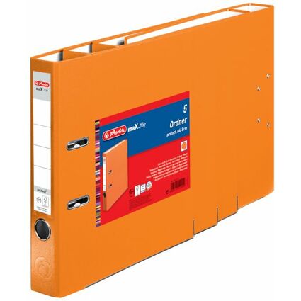 herlitz Ordner maX.file protect, A4, 50 mm, orange, 5er Pack