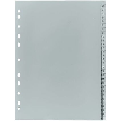 herlitz Kunststoff-Register, Zahlen, A4, 31-teilig, grau