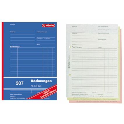 herlitz Formularbuch "Rechnung 307", DIN A5, 3 x 40 Blatt ...
