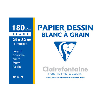 Clairefontaine Zeichenpapier "Blanc  Grain", 240 x 320 mm