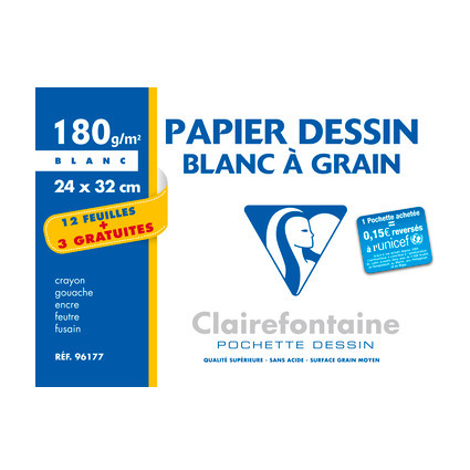 Clairefontaine Zeichenpapier "Blanc  Grain", Aktionspack