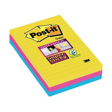 Post-it Haftnotizen Super Sticky Notes, 101x152 mm, liniert