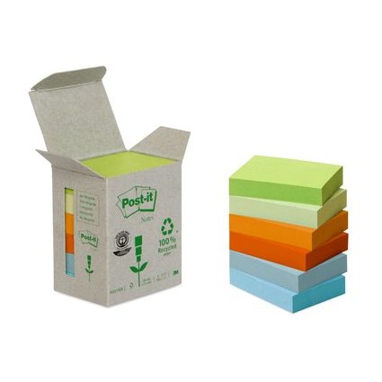 Post-it Haftnotizen Recycling, 38 x 51 mm, 4-farbig