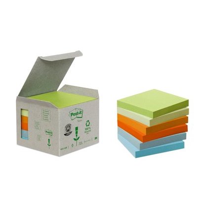 Post-it Haftnotizen Recycling, 76 x 76 mm, 4-farbig