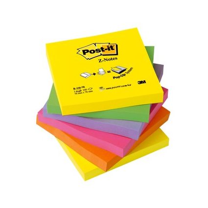 Post-it Haftnotizen Z-Notes, 76 x 76 mm, 6-farbig