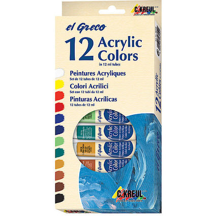 KREUL Acrylfarbe el Greco, 12 ml, 12er-Set