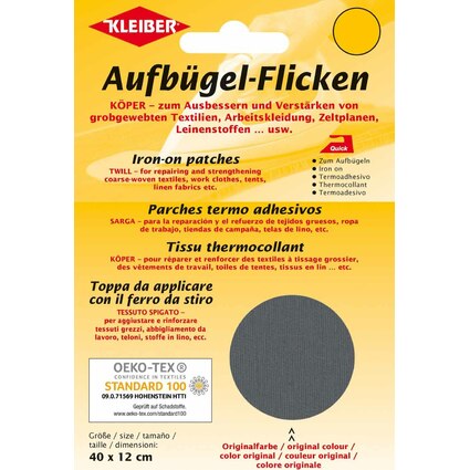 KLEIBER Kper-Aufbgel-Flicken, 400 x 120 mm, dunkelgrau