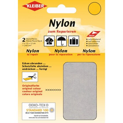 KLEIBER Nylon-Flicken, selbstklebend, hellgrau