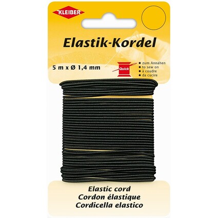 KLEIBER Elastik-Kordel, 1,4 mm x 5 m, schwarz