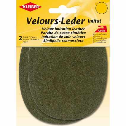 KLEIBER Velour-Aufbgelflecken oval, 100 x 130 mm, oliv