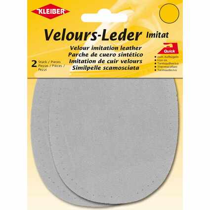 KLEIBER Velour-Aufbgelflecken oval, 100 x 130 mm, hellgrau