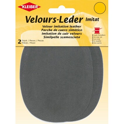 KLEIBER Velour-Leder-Imitat, 100 x 130 mm, mittelgrau